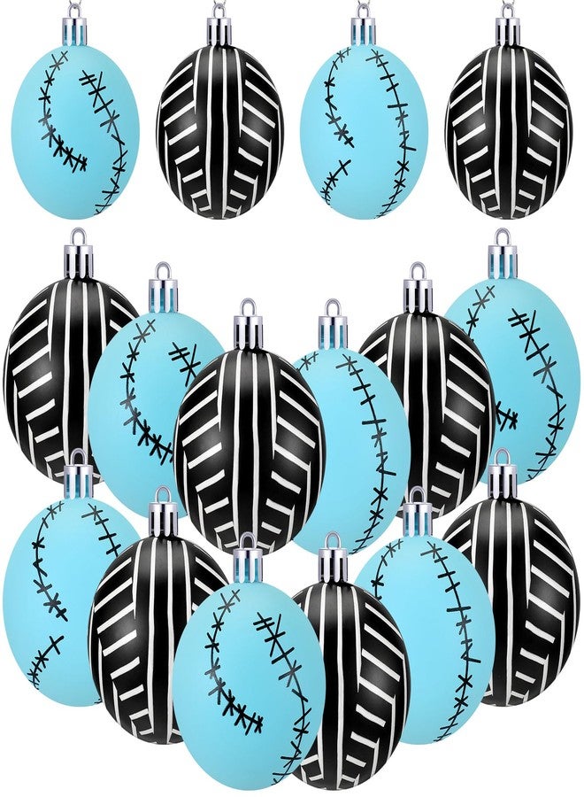 Simgoing 12 Pcs Christmas Black and White Blue Ball Ornaments 2.36 Inch Plastic Xmas Nightmare Themed Striped Balls Tree Decor for Christmas Tree Party Decoration Holiday Indoor Decor - Image 1